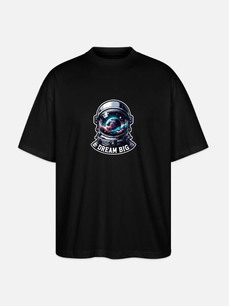 Dream Big - Astronaut Illustration - Stanley/Stella Oversized Unisex Organic T-shirt Blaster 2.0 - black