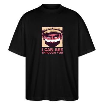 Je peux voir à travers toi - T-shirt bio Blaster 2.0 coupe oversize Stanley/Stella Unisexe - noir - Devant - Alina (178cm) & Michal (187cm)