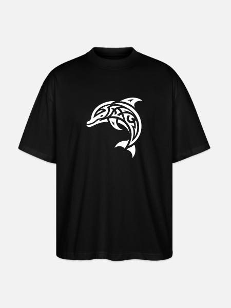 Jumping Little Baby Tattoo Dolphin - Stanley/Stella Oversized Unisex Organic T-shirt Blaster 2.0 - black