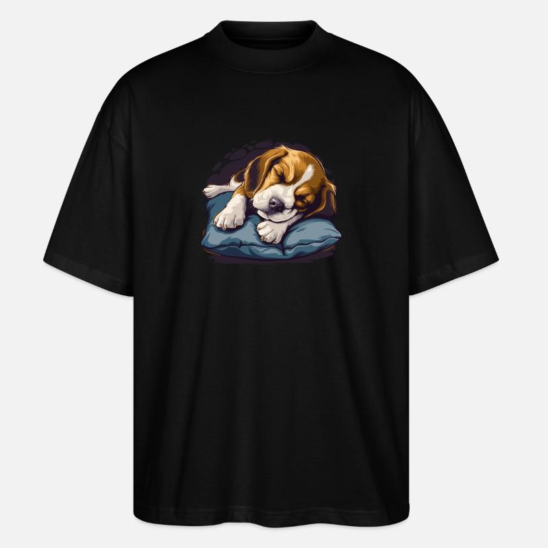 Beagle endormi - T-shirt bio Blaster 2.0 coupe oversize Stanley/Stella Unisexe - noir