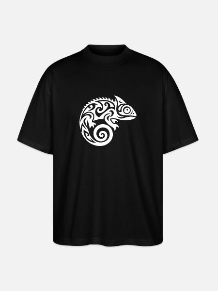 Tatouage mignon petit bébé caméléon - T-shirt bio Blaster 2.0 coupe oversize Stanley/Stella Unisexe - noir