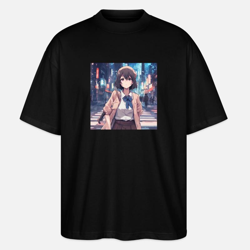 Süßer Mädchen-Anime - Stanley/Stella Oversized Unisex Bio T-Shirt Blaster 2.0 - Schwarz