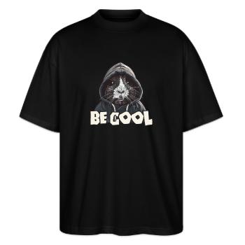 Cooles Meerschweinchen mit Kapuze - Stanley/Stella Oversized Unisex Bio T-Shirt Blaster 2.0 - Schwarz - Vorne - Alina (178cm) & Michal (187cm)