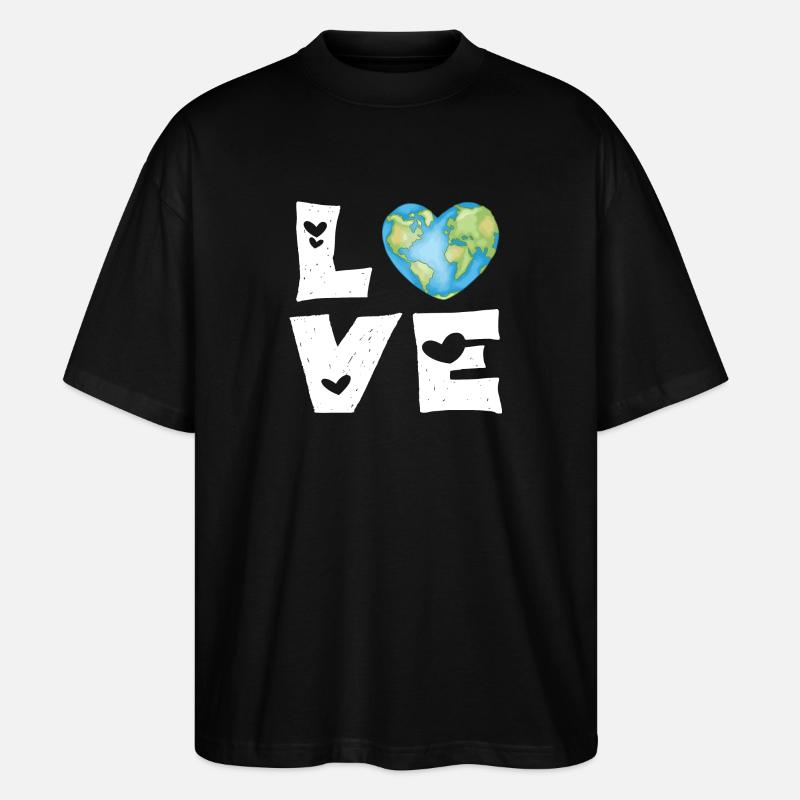 Liebe Erde Herz - Stanley/Stella Oversized Unisex Bio T-Shirt Blaster 2.0 - Schwarz
