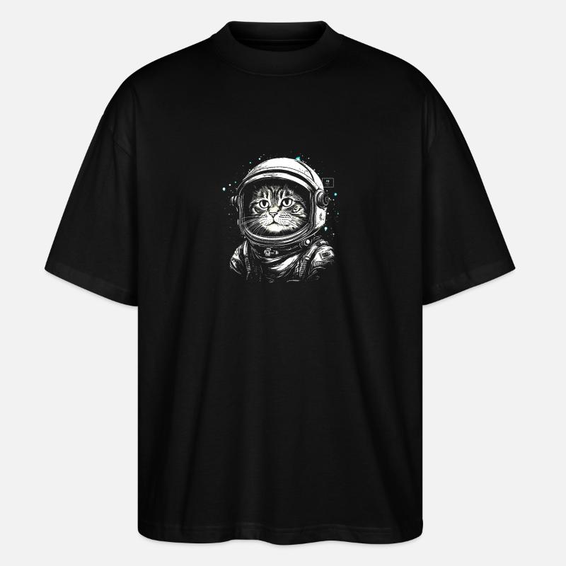 Süße Astronauten Katze - Stanley/Stella Oversized Unisex Bio T-Shirt Blaster 2.0 - Schwarz