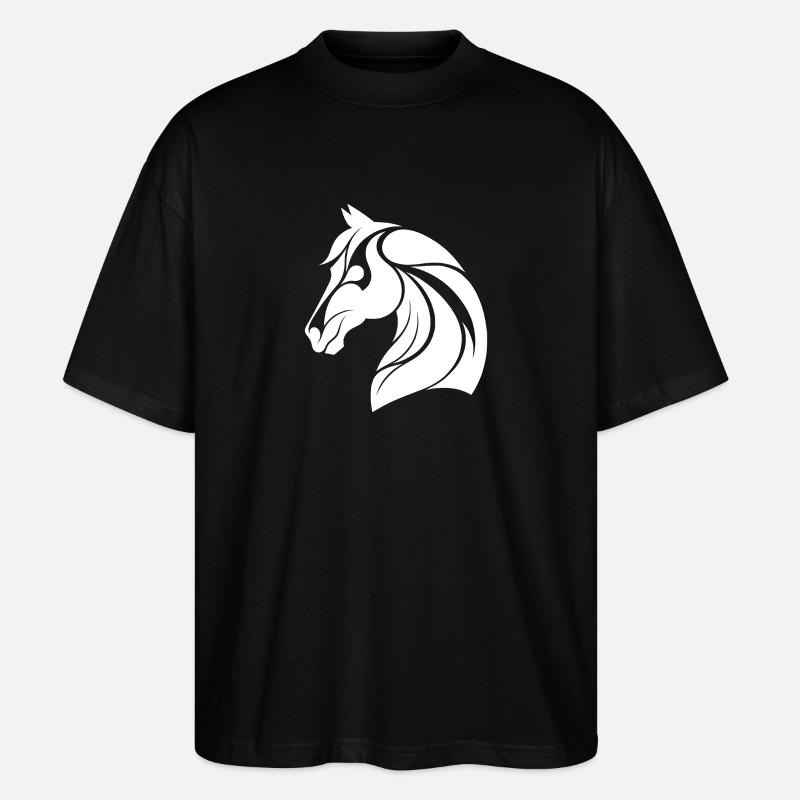 Eleganter Pferdekopf - Stanley/Stella Oversized Unisex Bio T-Shirt Blaster 2.0 - Schwarz