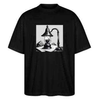 Bergmannslampe Passion - Stanley/Stella Oversized Unisex Bio T-Shirt Blaster 2.0 - Schwarz - Vorne - Alina (178cm) & Michal (187cm)