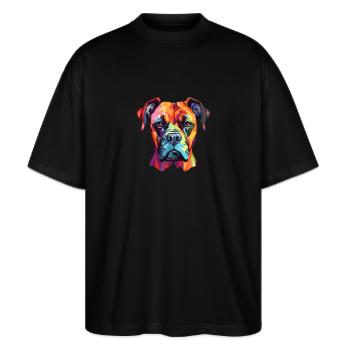 Boxer Dog Breed Watercolor Cartoon Kawaii Colorful - Stanley/Stella Oversized Unisex Organic T-shirt Blaster 2.0 - black - Front - Alina (178cm) & Michal (187cm)