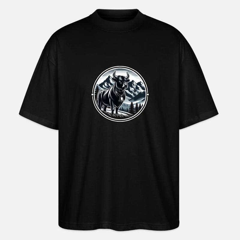 Eringer Kühe, Eringer - Stanley/Stella Oversized Unisex Bio T-Shirt Blaster 2.0 - Schwarz
