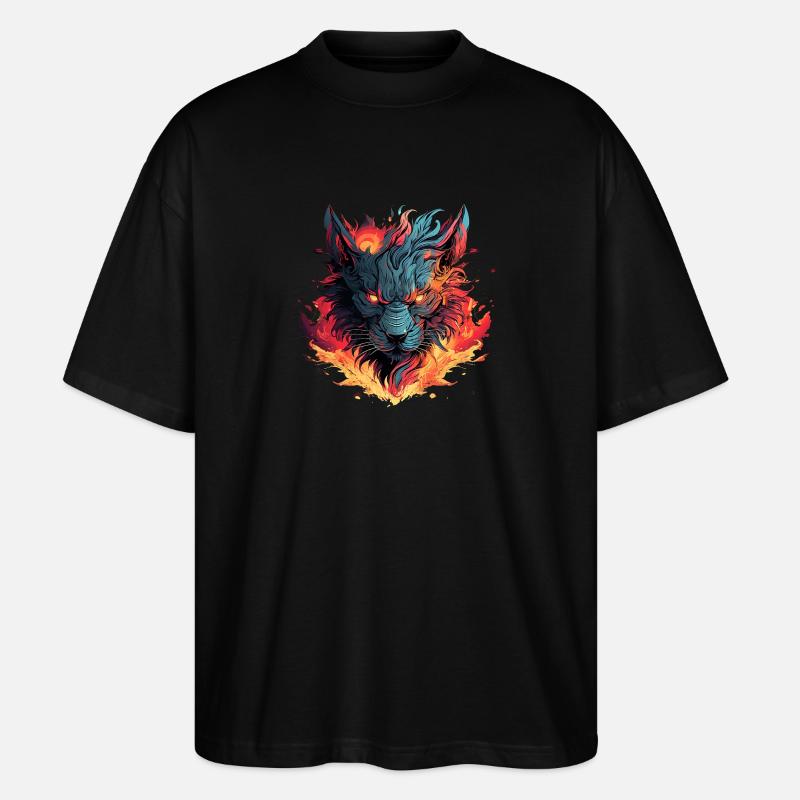 Flammenwolf der Hölle - Stanley/Stella Oversized Unisex Bio T-Shirt Blaster 2.0 - Schwarz