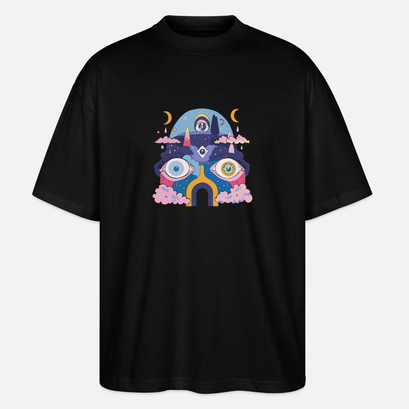 Robot psychédélique - T-shirt bio Blaster 2.0 coupe oversize Stanley/Stella Unisexe - noir