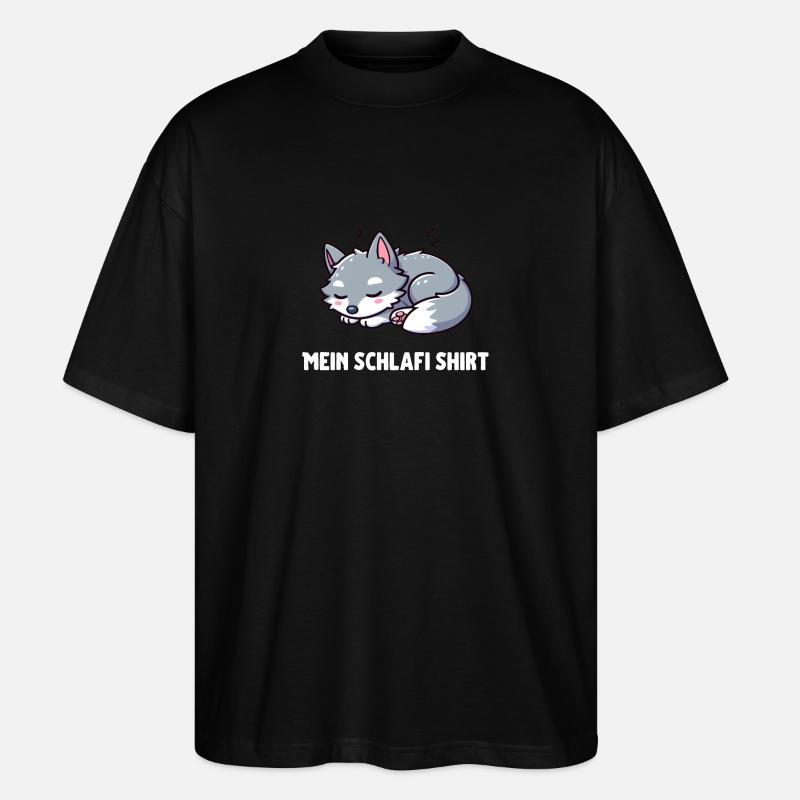 Cute Little Sleeping Wolf - Stanley/Stella Oversized Unisex Organic T-shirt Blaster 2.0 - black