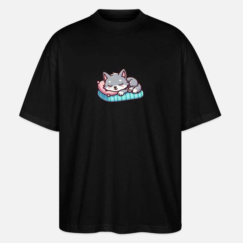Süßer kleiner schlafender Wolf - Stanley/Stella Oversized Unisex Bio T-Shirt Blaster 2.0 - Schwarz