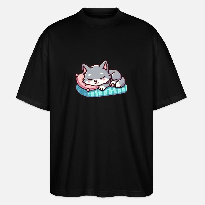 Petit loup endormi mignon - T-shirt bio Blaster 2.0 coupe oversize Stanley/Stella Unisexe - noir