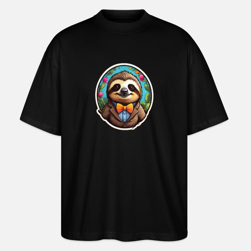Funny Sloth Comic - Stanley/Stella Oversized Unisex Organic T-shirt Blaster 2.0 - black