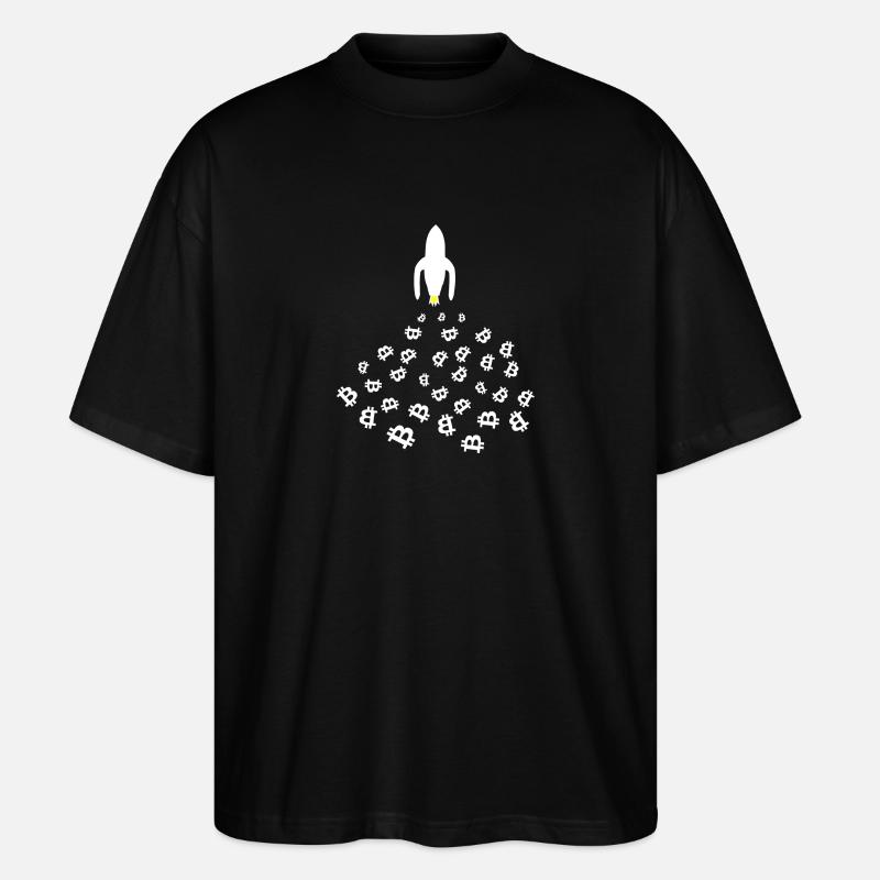 The Bitcoin Moon Rocket - Stanley/Stella Oversized Unisex Organic T-shirt Blaster 2.0 - black