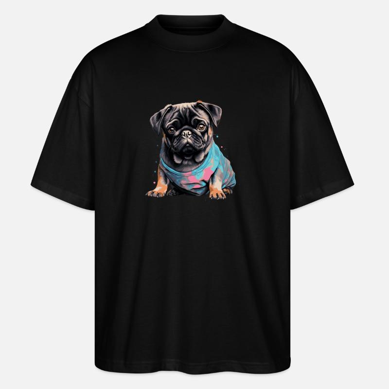 Niedlicher Mops - Stanley/Stella Oversized Unisex Bio T-Shirt Blaster 2.0 - Schwarz