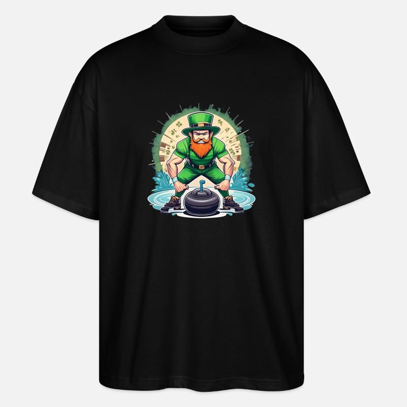 St. Patrick's Day Kleeblatt Curling - Stanley/Stella Oversized Unisex Bio T-Shirt Blaster 2.0 - Schwarz