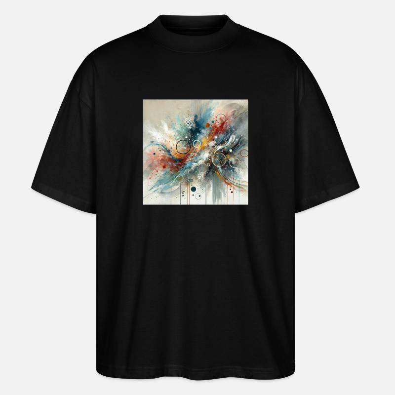 Flux dynamique - Peinture abstraite - T-shirt bio Blaster 2.0 coupe oversize Stanley/Stella Unisexe - noir