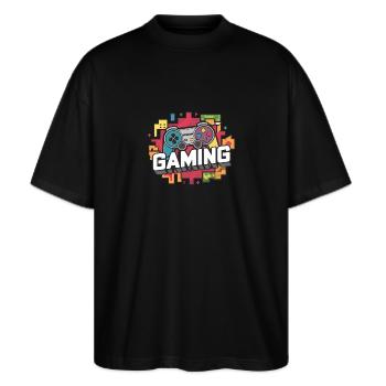 Gaming - Controllers - Stanley/Stella Oversized Unisex Organic T-shirt Blaster 2.0 - black - Front - Alina (178cm) & Michal (187cm)