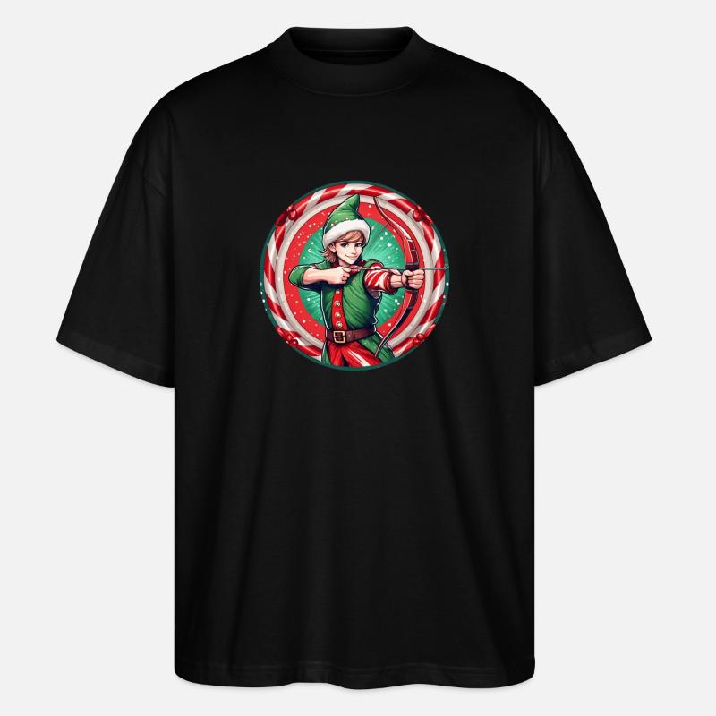 Weihnachtself Bogenschießen - Stanley/Stella Oversized Unisex Bio T-Shirt Blaster 2.0 - Schwarz