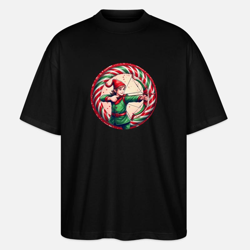 Weihnachtself Bogenschießen - Stanley/Stella Oversized Unisex Bio T-Shirt Blaster 2.0 - Schwarz