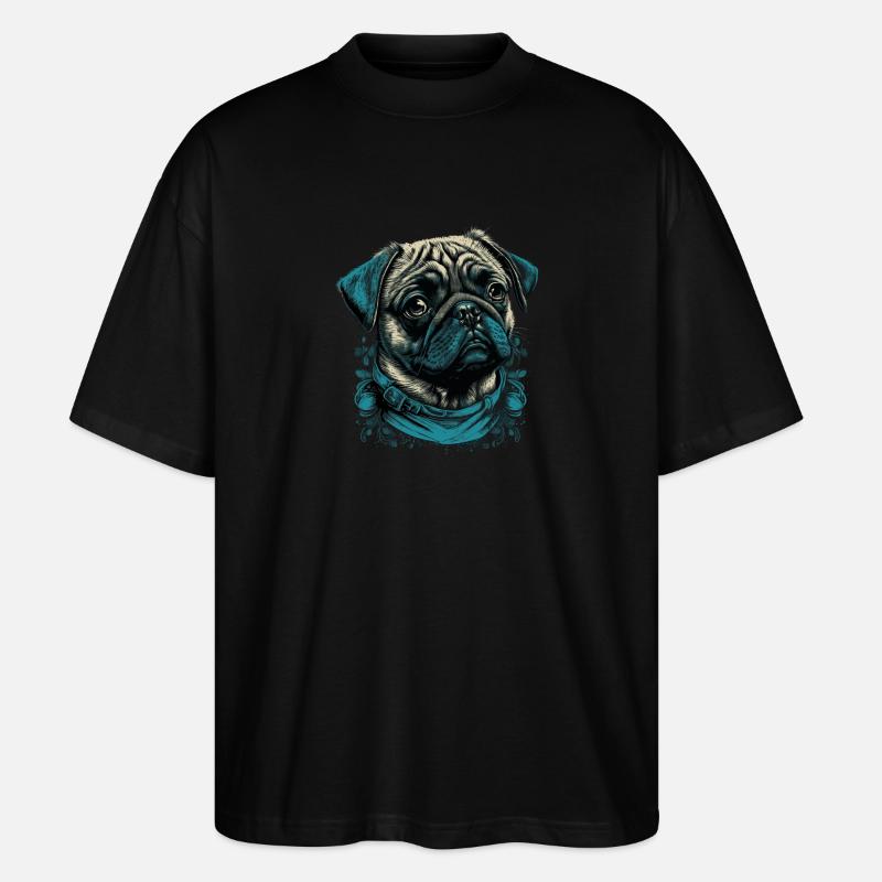 Kleiner Mops - Stanley/Stella Oversized Unisex Bio T-Shirt Blaster 2.0 - Schwarz
