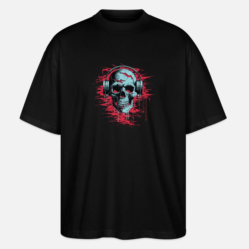 Zombie Schädel Disc Jockey - Stanley/Stella Oversized Unisex Bio T-Shirt Blaster 2.0 - Schwarz