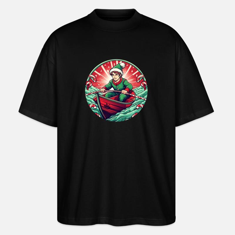 Weihnachtself-rudern - Stanley/Stella Oversized Unisex Bio T-Shirt Blaster 2.0 - Schwarz