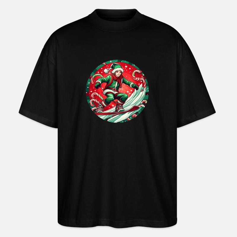 Weihnachtself Snowboarden - Stanley/Stella Oversized Unisex Bio T-Shirt Blaster 2.0 - Schwarz