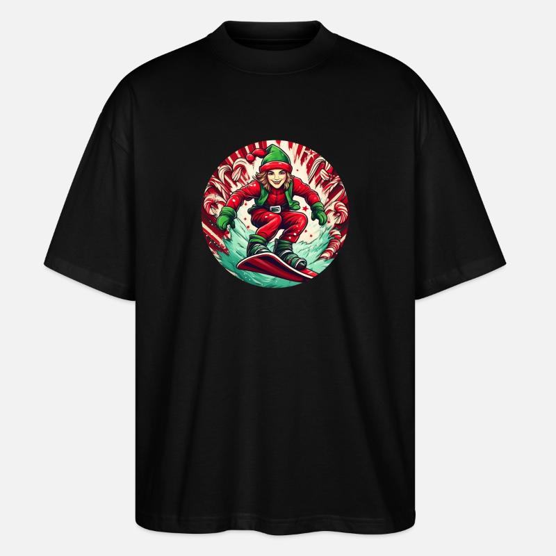 Elfe de Noël Snowboard - T-shirt bio Blaster 2.0 coupe oversize Stanley/Stella Unisexe - noir