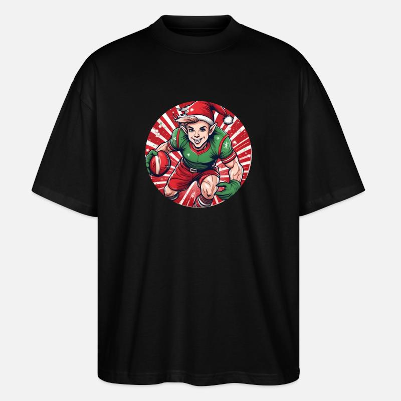 Elfe de Noël Rugby - T-shirt bio Blaster 2.0 coupe oversize Stanley/Stella Unisexe - noir