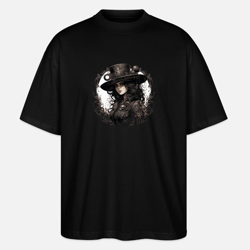 Emo Cowboy Steampunk Mädchen - Stanley/Stella Oversized Unisex Bio T-Shirt Blaster 2.0 - Schwarz