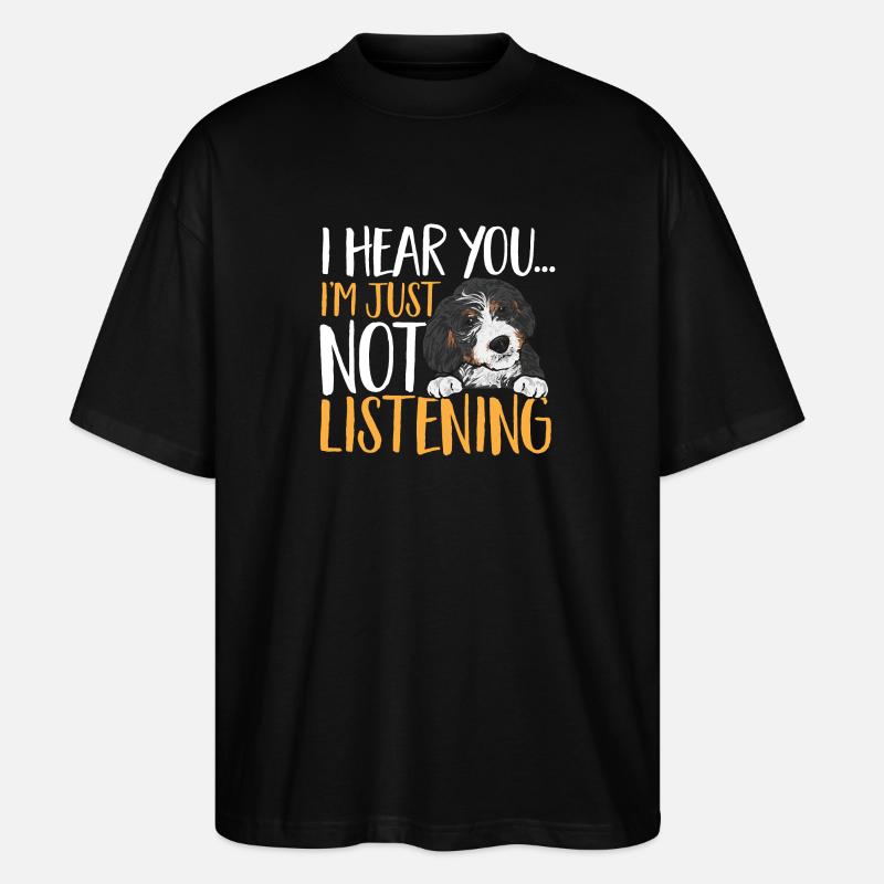 Bernedoodle Hund - Stanley/Stella Oversized Unisex Bio T-Shirt Blaster 2.0 - Schwarz
