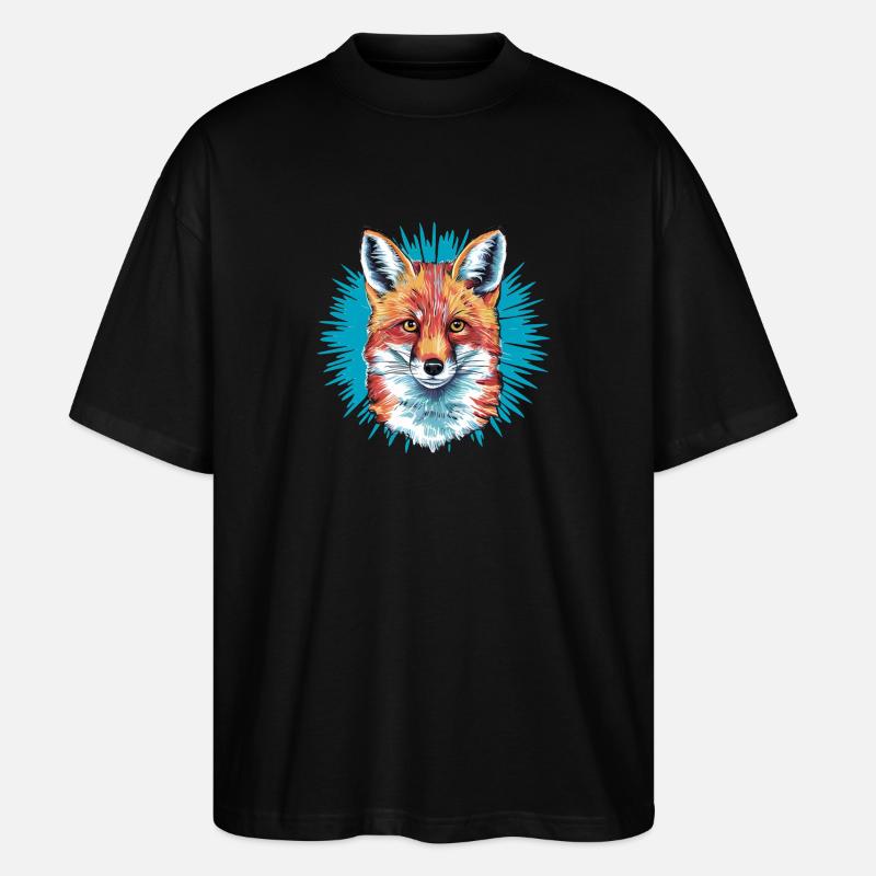 Fox - Illustration - Stanley/Stella Oversized Unisex Organic T-shirt Blaster 2.0 - black