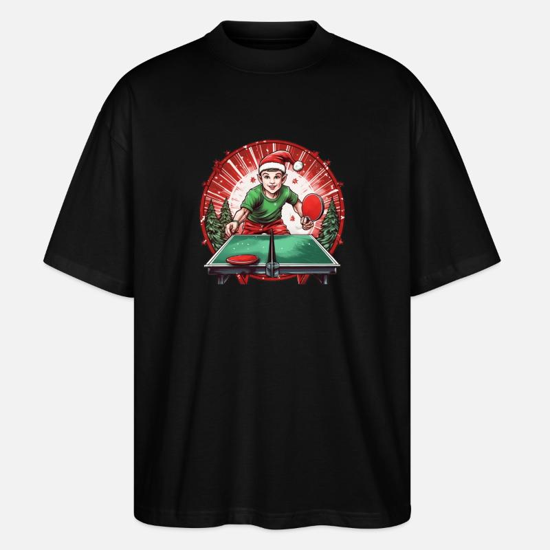Weihnachtself Ping Pong - Stanley/Stella Oversized Unisex Bio T-Shirt Blaster 2.0 - Schwarz