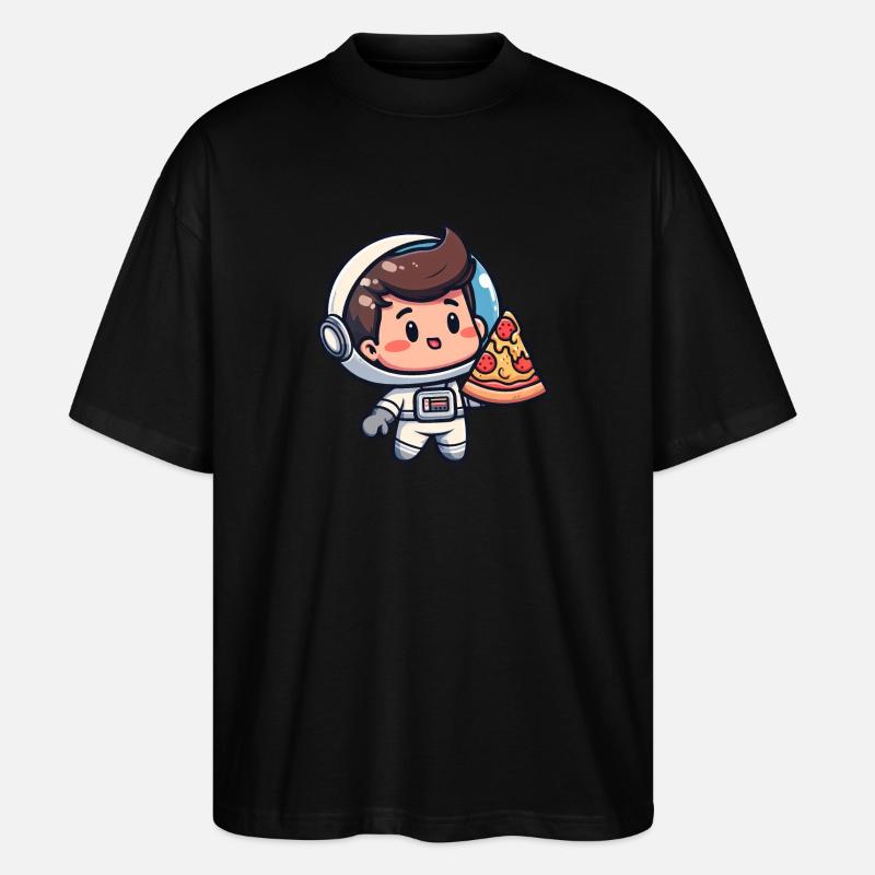 Astronaut with pizza - Stanley/Stella Oversized Unisex Organic T-shirt Blaster 2.0 - black