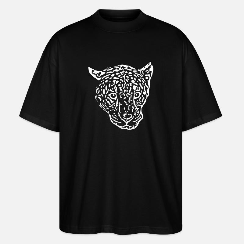 leopard Kopf weiß - Stanley/Stella Oversized Unisex Bio T-Shirt Blaster 2.0 - Schwarz