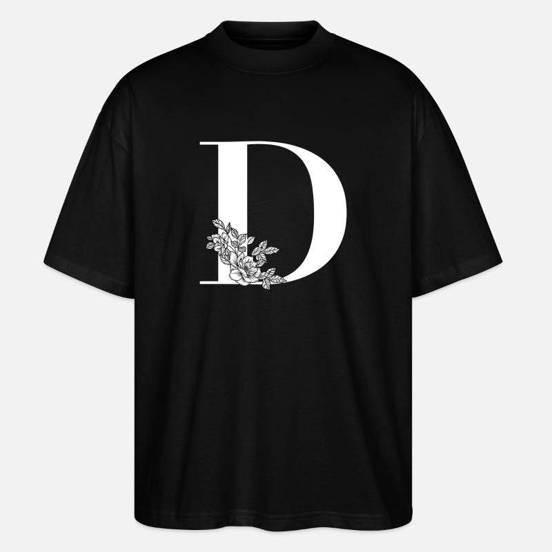 Buchstabe D Blume - Stanley/Stella Oversized Unisex Bio T-Shirt Blaster 2.0 - Schwarz