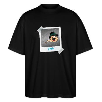 1986 - ein Foto von mir bei der Zeugung - Stanley/Stella Oversized Unisex Bio T-Shirt Blaster 2.0 - Schwarz - Vorne - Alina (178cm) & Michal (187cm)