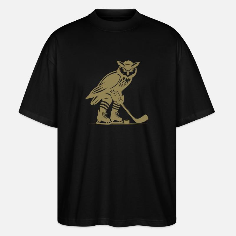 Eule Eishockey Nachtsport Design - Stanley/Stella Oversized Unisex Bio T-Shirt Blaster 2.0 - Schwarz
