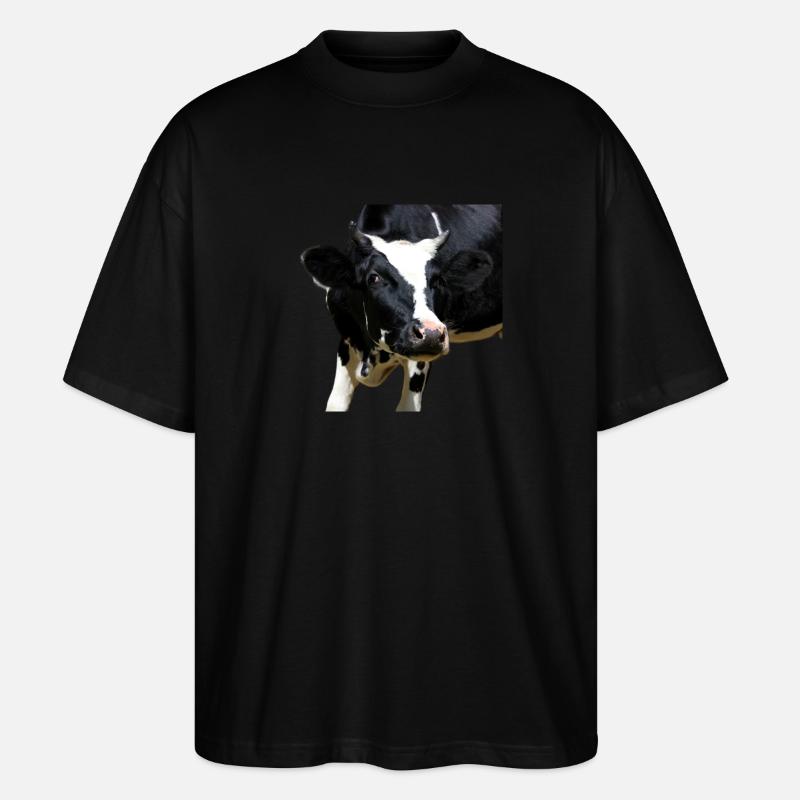 Drôle d’agriculteurs de têtes de vache de vache - T-shirt bio Blaster 2.0 coupe oversize Stanley/Stella Unisexe - noir