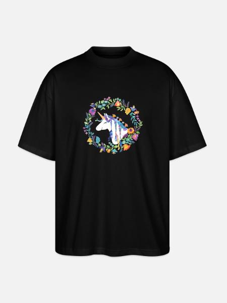 Unicorn Flowers - Stanley/Stella Oversized Unisex Organic T-shirt Blaster 2.0 - black