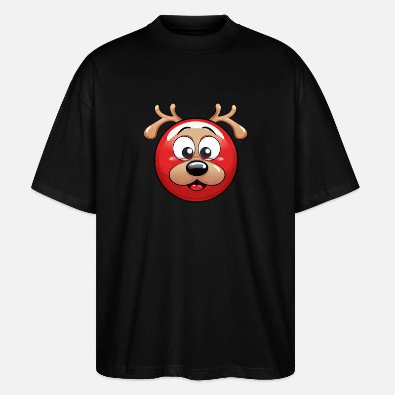 Rundes Rentier-Weihnachtskugel Comic Design - Stanley/Stella Oversized Unisex Bio T-Shirt Blaster 2.0 - Schwarz