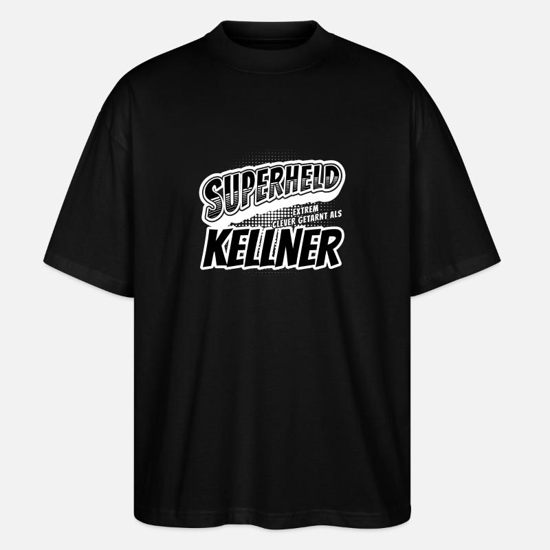 Superheld, clever getarnt als Kellner - Stanley/Stella Oversized Unisex Bio T-Shirt Blaster 2.0 - Schwarz