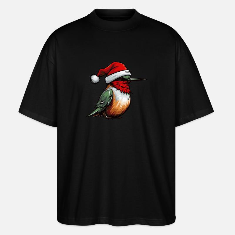 Colibri Oiseau Noël Animal - T-shirt bio Blaster 2.0 coupe oversize Stanley/Stella Unisexe - noir