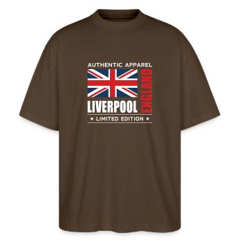 Liverpool - T-shirt bio Blaster 2.0 coupe oversize Stanley/Stella Unisexe - marron foncé - Devant - Alina (178cm) & Michal (187cm)