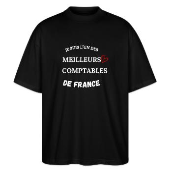 Comptable - Métier - Comptabilité - T-shirt bio Blaster 2.0 coupe oversize Stanley/Stella Unisexe - noir - Devant - Alina (178cm) & Michal (187cm)