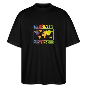 equality hurts no one - Stanley/Stella Oversized Unisex Bio T-Shirt Blaster 2.0 - Schwarz - Vorne - Alina (178cm) & Michal (187cm)
