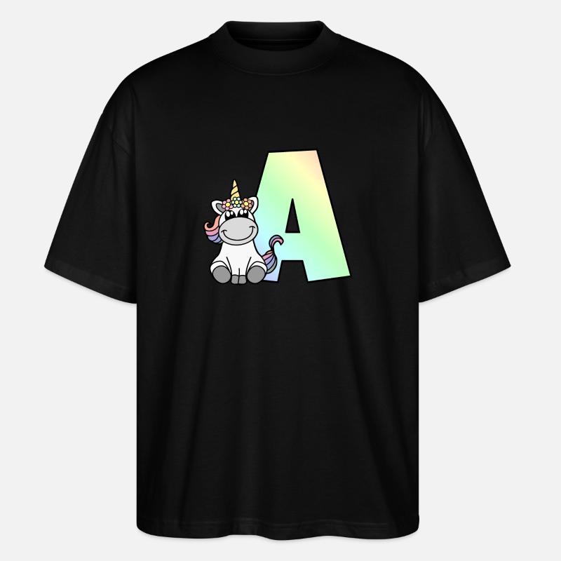 Einhorn Buchstabe A - Stanley/Stella Oversized Unisex Bio T-Shirt Blaster 2.0 - Schwarz